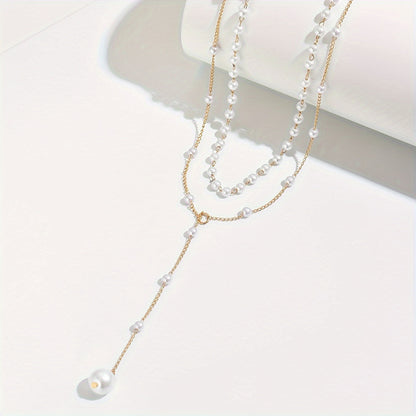 Celina | Women's elegant pearl necklace with tassels | White